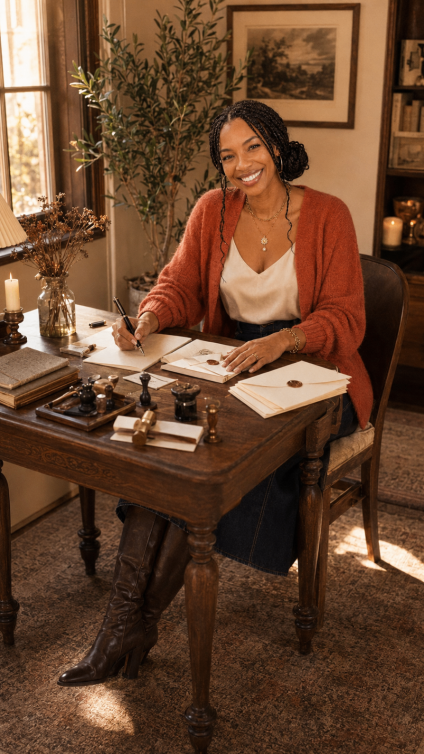 Whit Dubo planning a project at her desk